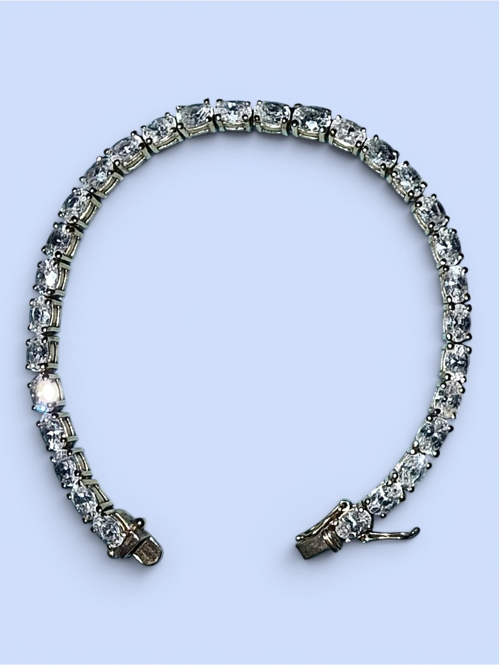 Gold Vermeil CZ Tennis Bracelet 30 Oval CZ’s 7-1/2” - Picture 3 of 5
